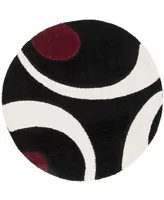 Safavieh Florida Shag SG474 Black and Ivory 6'7" x 6'7" Round Area Rug