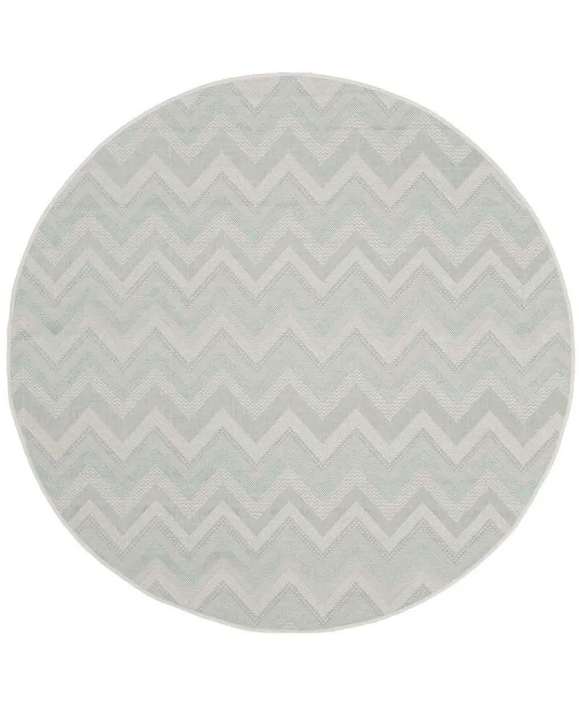 Safavieh Courtyard CY6155 Light Gray and Aqua 5'3" x 5'3" Sisal Weave Round Outdoor Area Rug