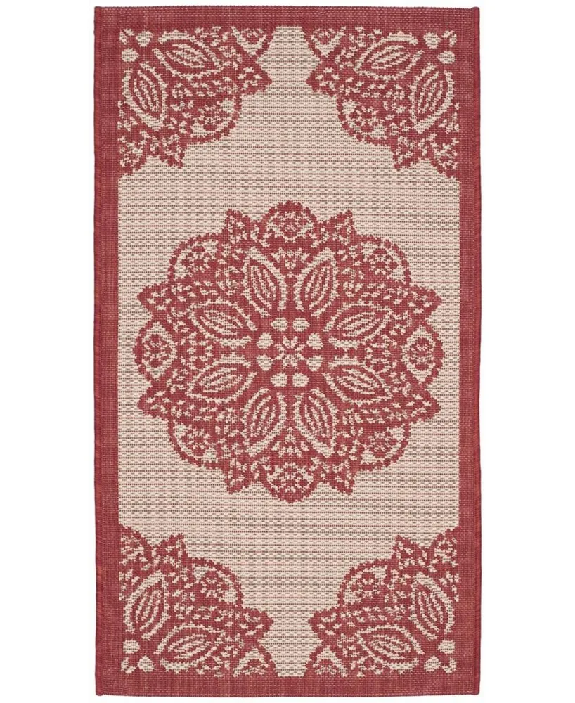 Safavieh Courtyard CY6139 Beige and Red 2'7" x 5' Sisal Weave Outdoor Area Rug