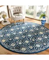 Safavieh Evoke EVK210 Royal and Ivory 6'7" x 6'7" Round Area Rug