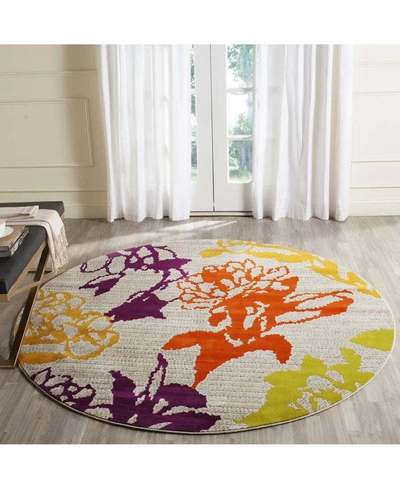 Safavieh Porcello PRL7729 Light Gray and Purple 6'7" x 6'7" Round Area Rug