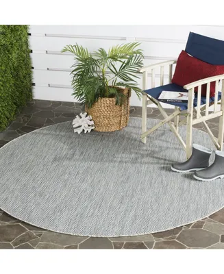 Safavieh Courtyard CY8022 Gray and Navy 6'7" x 6'7" Round Outdoor Area Rug