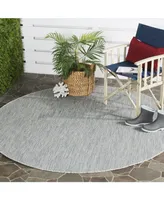 Safavieh Courtyard CY8022 Gray and Navy 6'7" x 6'7" Round Outdoor Area Rug