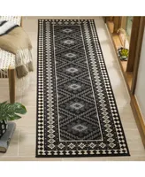 Safavieh Veranda VER099 Black and Creme 2'3" x 8' Runner Outdoor Area Rug