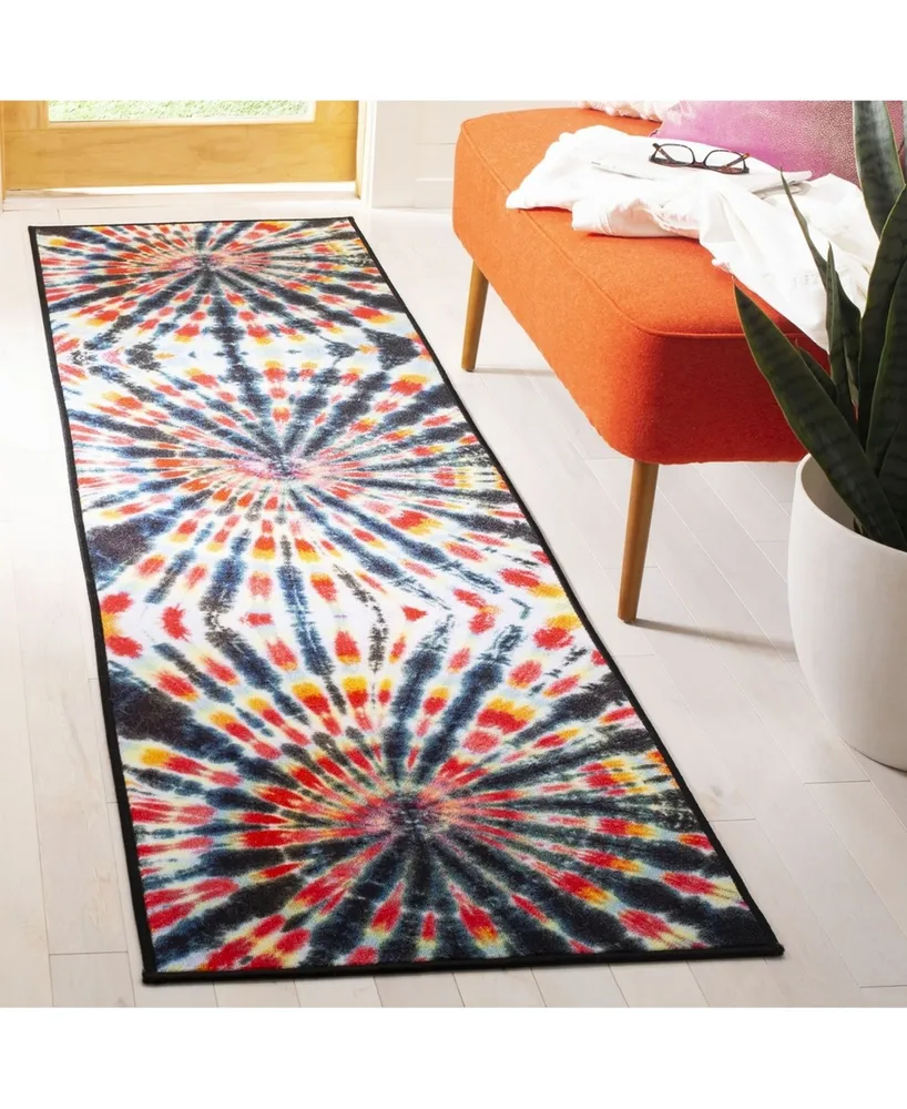 Safavieh Paint Brush PTB126 Black and Coral 2'3" x 8' Runner Area Rug