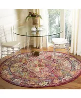 Safavieh Crystal CRS516 Fuchsia and Light Blue 7' x 7' Round Area Rug