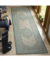 Safavieh Courtyard CY8751 Light Grey and Aqua 2'3" x 8' Sisal Weave Runner Outdoor Area Rug