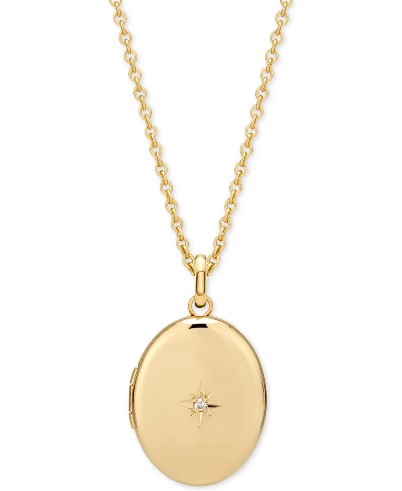 Diamond Accent Locket Pendant Necklace in 14k Gold-Plate Over Sterling Silver, 18"