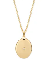 Diamond Accent Locket Pendant Necklace in 14k Gold-Plate Over Sterling Silver, 18"