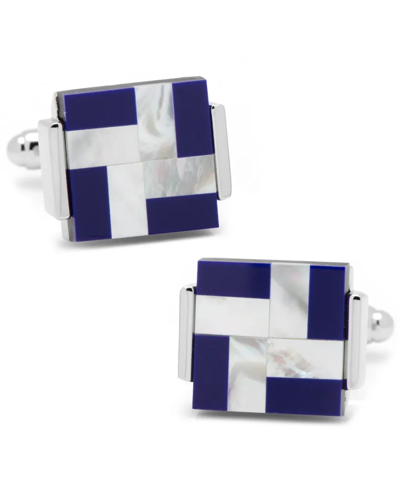 Mother of Pearl and Lapis Windmill Square Cufflinks