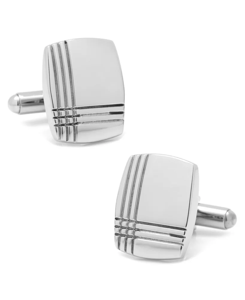 Stainless Steel Tartan Plaid Cufflinks