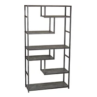 Household Essentials Slate Faux Concrete Tall Open Shelf Bookcase