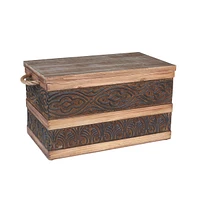 Household Essentials Small Metal Banded Wooden Storage Trunk