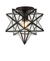 Jonathan Y Stella Moravian Star Metal/Glass Led Flush Mount