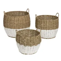 Honey Can Do Set of 3 Round Nesting Seagrass Baskets with Handles