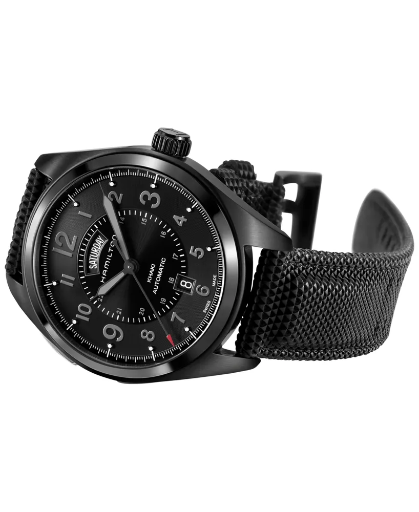 Hamilton Men's Swiss Automatic Khaki Field Black Rubber Strap Watch 42mm H70695735