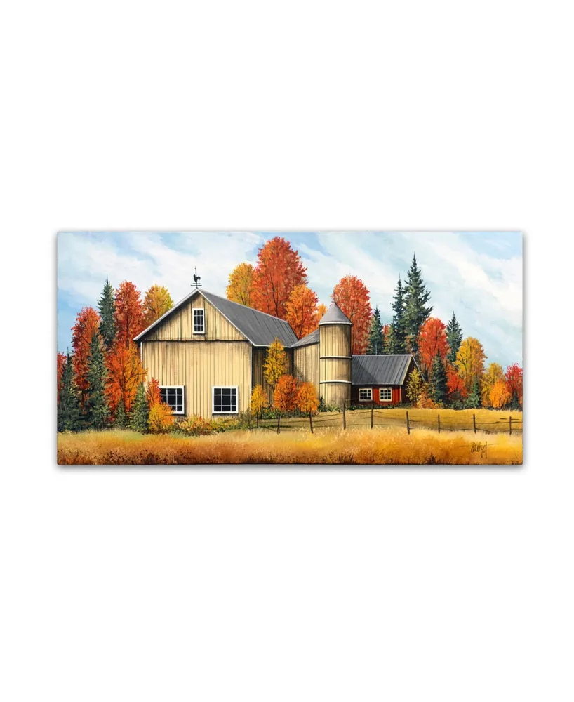 Debbi Wetzel 'Yellow Barn Fall' Canvas Art - 32" x 16" x 2"