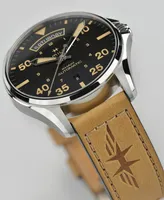 Hamilton Men's Swiss Automatic Khaki Pilot Brown Leather Strap Watch 42mm