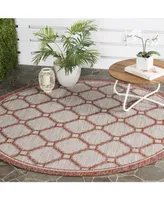 Safavieh Courtyard CY8474 Red and Beige 6'7" x 6'7" Sisal Weave Round Outdoor Area Rug