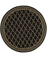 Safavieh Courtyard CY5142 Black and Beige 6'7" x 6'7" Sisal Weave Round Outdoor Area Rug