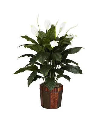 Nearly Natural Spathiphyllum w/ Vase Silk Plant