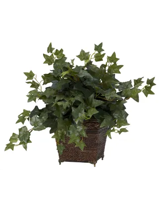 Nearly Natural Puff Ivy w/ Coiled Rope Planter Silk Plant