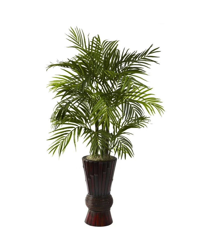 Nearly Natural 4' Areca w/ Bamboo Planter