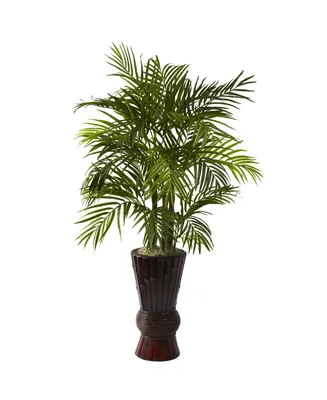 Nearly Natural 4' Areca w/ Bamboo Planter