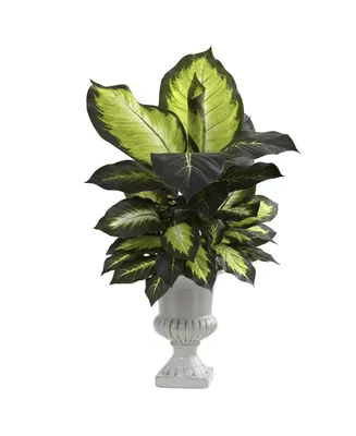 Nearly Natural Dieffenbachia w/ White Ceramic Urn