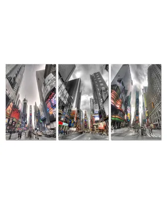 Chic Home Decor Citylife 3 Piece Wrapped Canvas Wall Art Nyc Times Sq -20" x 40"