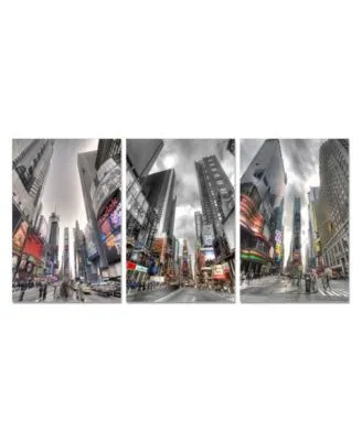 Chic Home Decor Citylife 3 Piece Wrapped Canvas Wall Art Nyc Times Sq