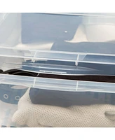Iris Usa 28 Qt Clear Storage Box, Bpa-Free Plastic Stackable Bin with Lid, Containers to Organize Closet Shelves, Clothes, Blankets, Towels, Classroom