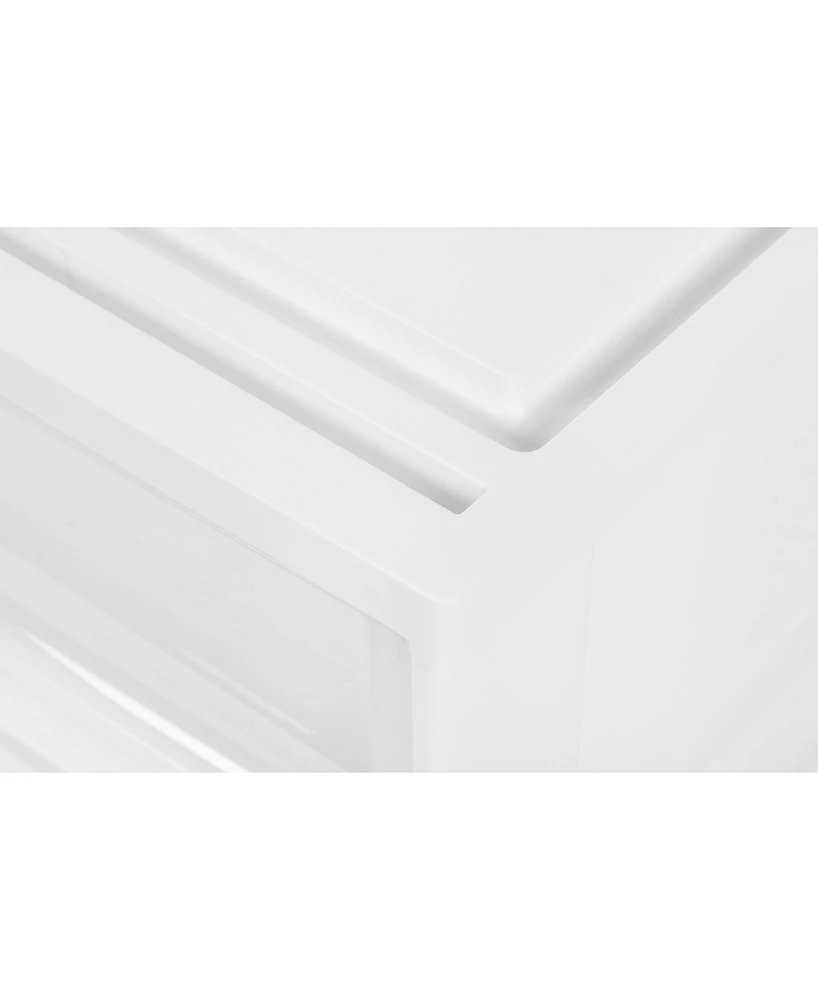 Iris Usa 4Pack 22qt Plastic Clear Stackable Modular Shallow Storage Drawers Chest Box