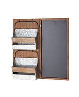 Brown Wood Farmhouse Magazine Rack Holder, 23 " x 28 " x 6 "