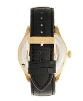 Heritor Automatic Gregory Gold Case, Genuine Black Leather Watch 45mm