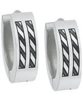 Sutton Stainless Steel Etched Stripes Huggie Earring Set