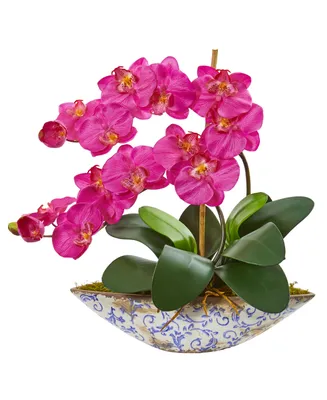 Nearly Natural Phalaenopsis Orchid Artificial Arrangement Vase