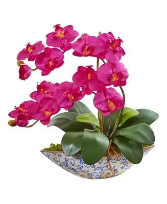 Nearly Natural Phalaenopsis Orchid Artificial Arrangement Vase