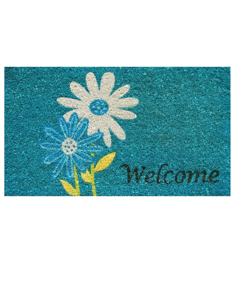 Home & More Daisy Welcome Coir/Vinyl Doormat, 17" x 29"