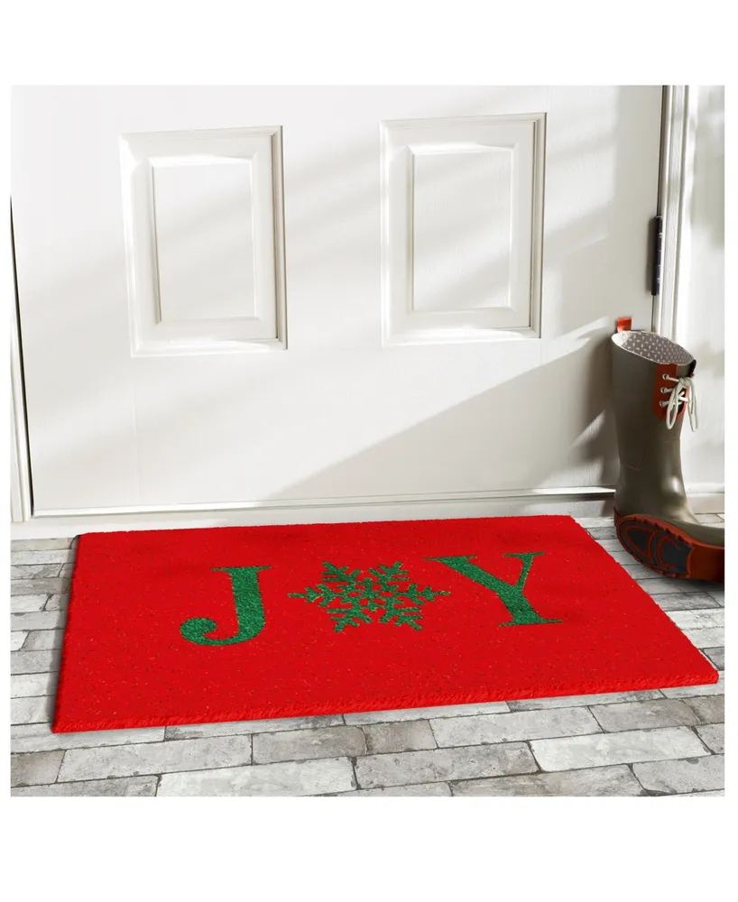 Home & More Snowflake Joy Coir/Vinyl Doormat, 17" x 29"