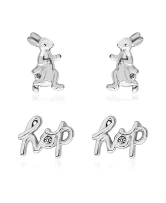 Beatrix Potter Sterling Silver Peter Rabbit Hop Set of 2 Stud Earrings