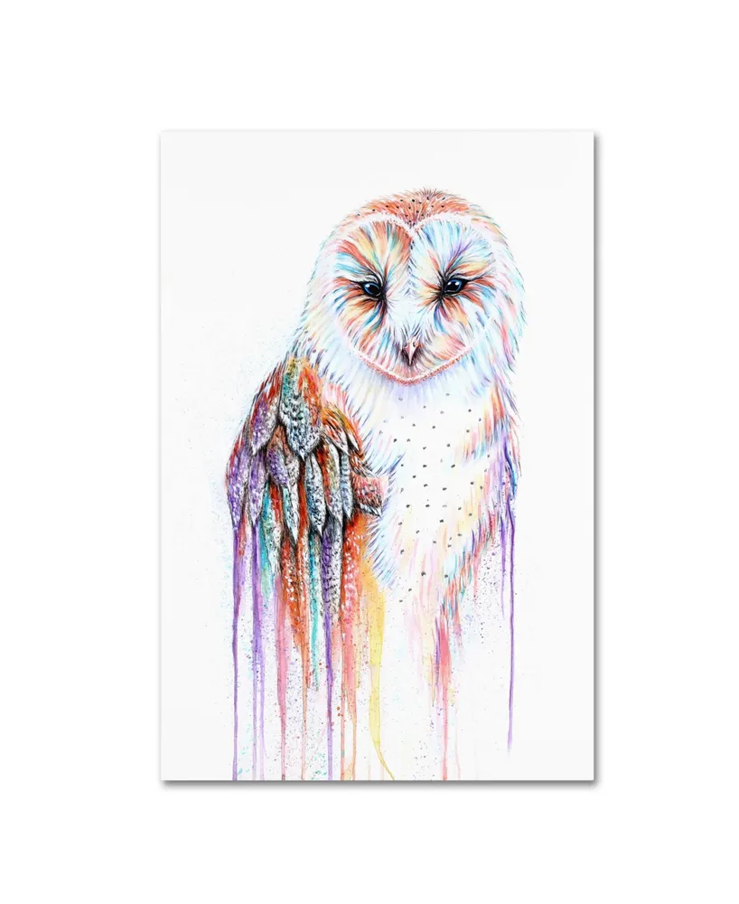 Michelle Faber 'Barred Rainbow Owl' Canvas Art - 19" x 12" x 2"