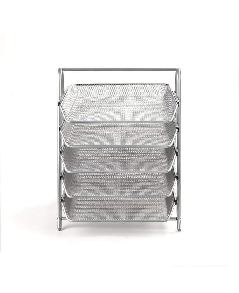 Mind Reader Stackable Metal Mesh Tray and Desk Document Organizer, Silver,  2-Piece Set 