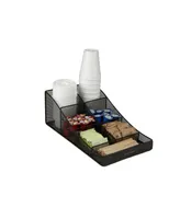 Mind Reader 7 Compartment Coffee Condiment, Cups, Lids, Sugars, Stirrers,Storage Organizer