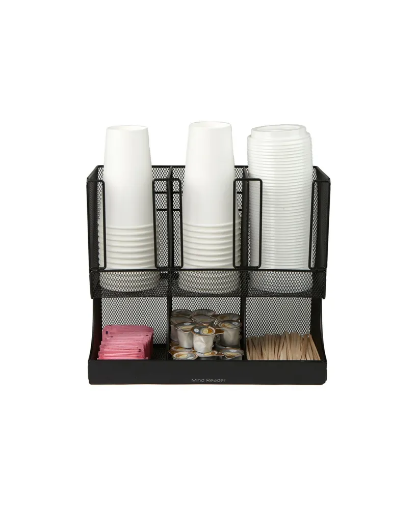 Mind Reader 6 Compartment Upright Breakroom Coffee Condiment and Cup Storage Organizer