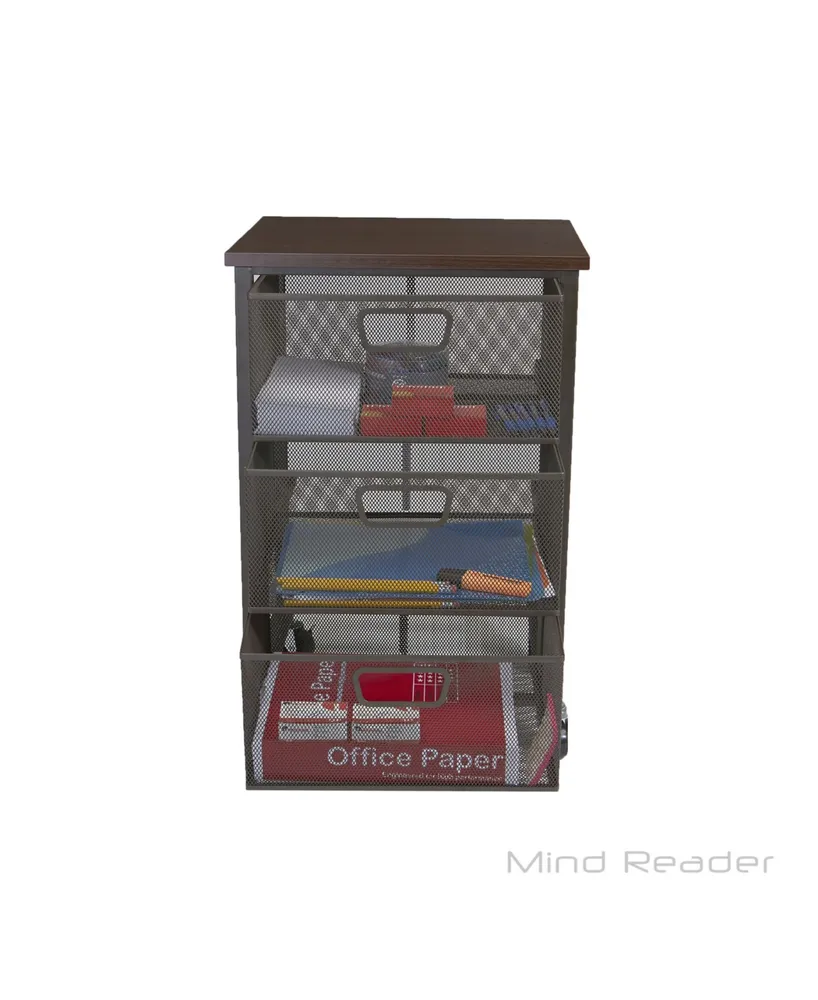Mind Reader Rolling Storage Cart with 3 Drawers, File Storage Cart, Utility Cart, Office Cart Drawer Storage, Bathroom Storage
