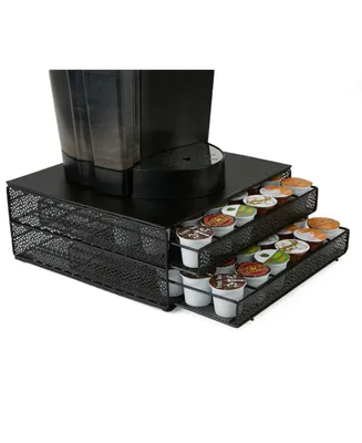 Mind Reader 72 Capacity Double K-Cup Storage Tray with Flower Pattern Metal Mesh