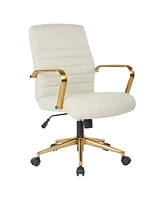 Mid-back Faux Leather Chair with Arms and Base
