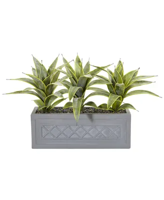Nearly Natural Sansevieria Artificial Plant in Stone Planter