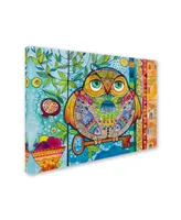 Oxana Ziaka 'Judaica Folk Owl' Canvas Art